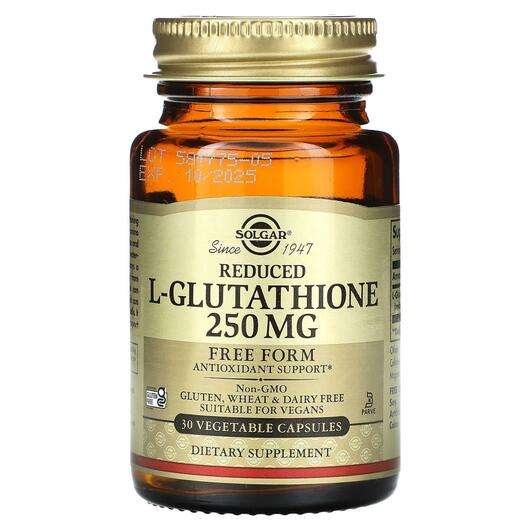 Основне фото товара Solgar, Reduced L-Glutathione 250 mg, L-Глутатіон, 30 капсул