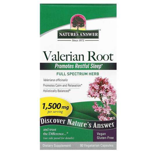 Основное фото товара Nature's Answer, Валериана, Valerian Root 1500 mg, 90 капсул