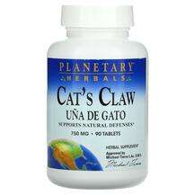 Planetary Herbals, Кошачий коготь, Cat's Claw 750 mg, 90 таблеток