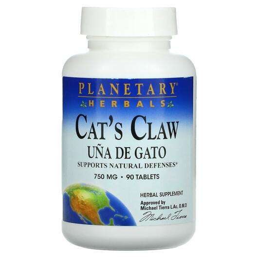 Основное фото товара Planetary Herbals, Кошачий коготь, Cat's Claw 750 mg, 90 таблеток