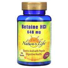 Natures Life, Бетаина гидрохлорид, Betaine Hcl 648 mg, 100 капсул