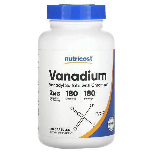 Основне фото товара Nutricost, Vanadium 2 mg, Ванаділ сульфат, 180 капсул