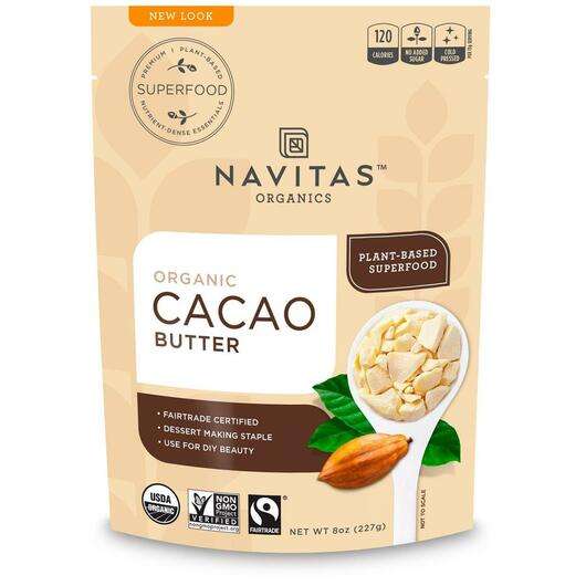 Organic Cacao Butter, Органічне масло какао, 227 г