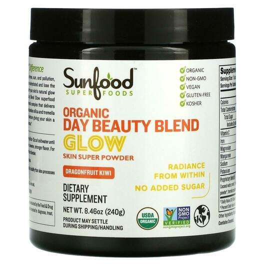Основне фото товара Sunfood, Organic Day Beauty Blend Glow Dragonfruit Kiwi, Ківі,...