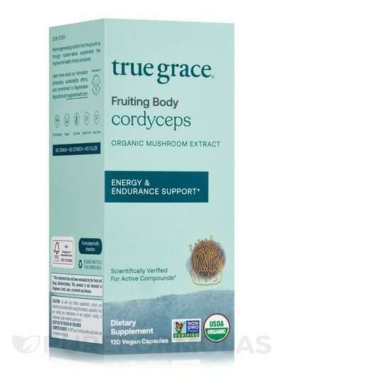 Основне фото товара True Grace, Organic Cordyceps, Гриби Кордіцепс, 120 капсул