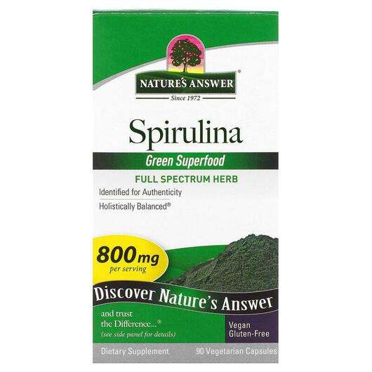 Основне фото товара Nature's Answer, Spirulina 800 mg 90 Vegetarian, Спіруліна 800...