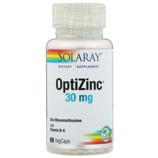 Основне фото товара Solaray, OptiZinc 30 mg, Цинк 30 мг, 60 капсул