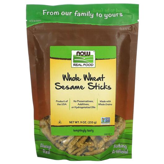 Основне фото товара Real Food Whole Wheat Sesame Sticks, САМе Аденозил-метионін, 255 