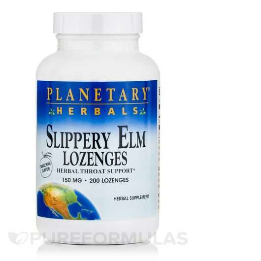 Основне фото товара Planetary Herbals, Slippery Elm Lozenges Tangerine 150 mg, Сли...