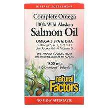 Масло дикого лосося, 100% Wild Alaskan Salmon Oil 1300 mg, 180...
