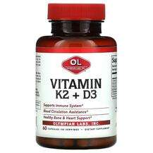 Olympian Labs, Vitamin K2 + D3, Вітаміни D3 K2, 60 капсул