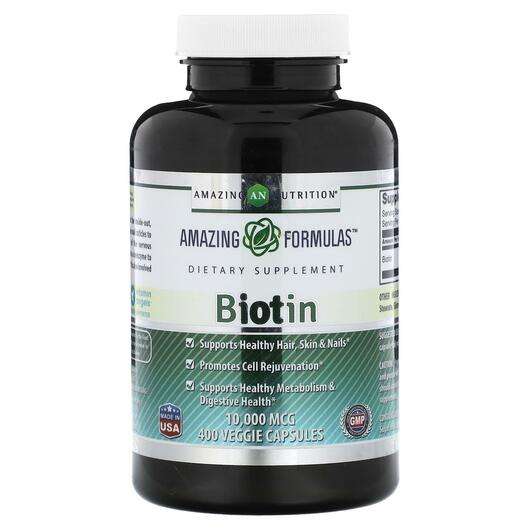 Основне фото товара Amazing Nutrition, Biotin 10000 mcg, Вітамін B7 Біотин, 400 ка...