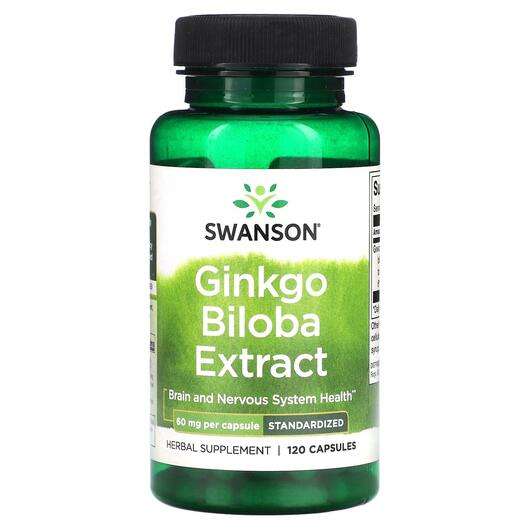 Основне фото товара Swanson, Ginkgo Biloba Extract 60 mg, Гінкго Білоба, 120 капсул