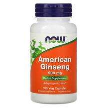 Now, American Ginseng 500 mg, Американський женьшень 500 мг, 1...
