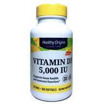 Healthy Origins, Витамин D3 5000 МЕ, Vitamin D3 5000 IU, 360 к...
