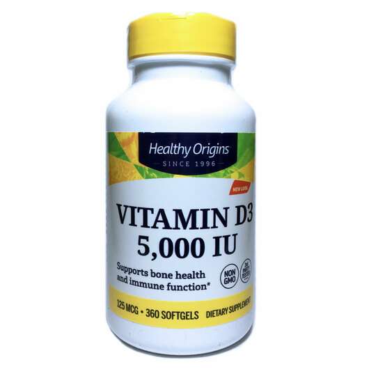 Vitamin D3 5000 IU, Вітамін D3 5000 МО, 360 капсул