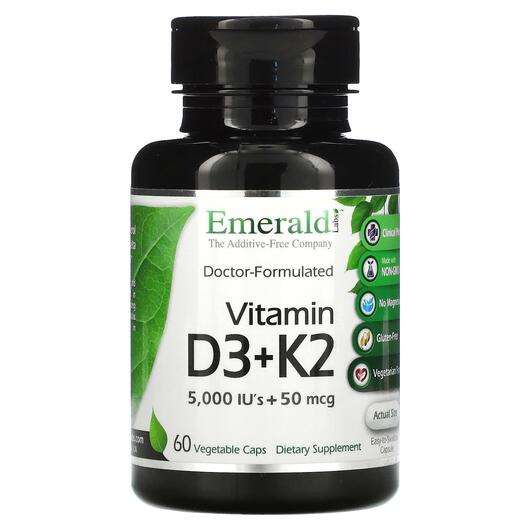 Vitamin D3 + K2, Вітаміни D3 & K2, 60 капсул