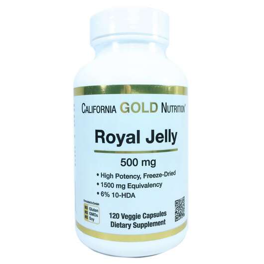 Основне фото товара California Gold Nutrition, Royal Jelly 500 mg, Маточне молочко...