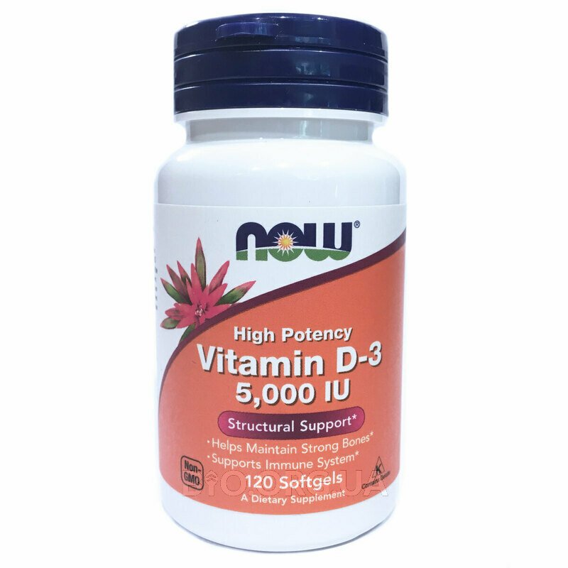 Vitamin D3 5000 Iu High Potency 120 Softgels Now Foods 4125