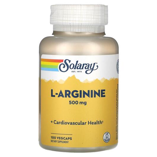 Основне фото товара Solaray, L-Arginine 500 mg, L-Аргінін, 100 капсул