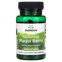 Swanson, Антиоксиданты, Full Spectrum Maqui Berry 400 mg, 60 к...