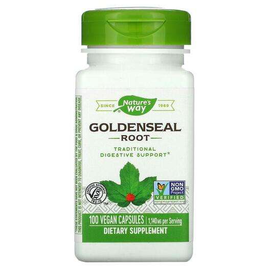Основне фото товара Nature's Way, Goldenseal Root 570 mg, Жовтокорінь 570 мг Корін...