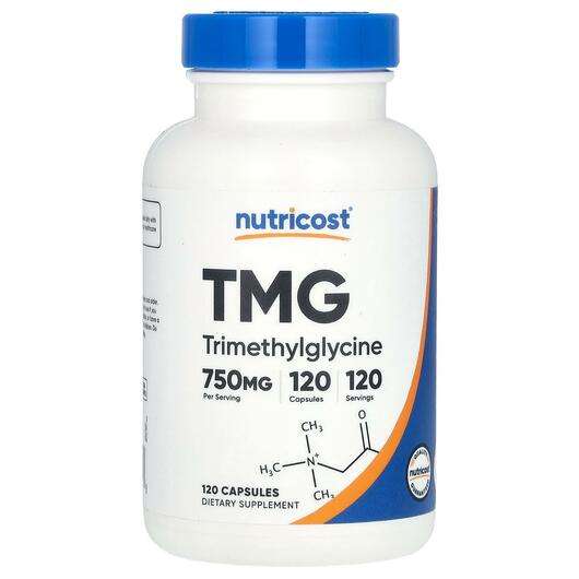 Основне фото товара Nutricost, TMG Trimethylglycine 750 mg, Триметилгліцин, 120 ка...