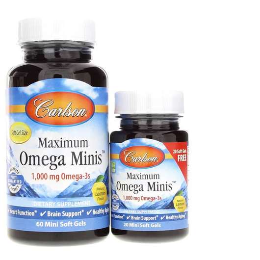 Фото товару Maximum Omega Minis 1000 mg Natural Lemon Flavor 60 +