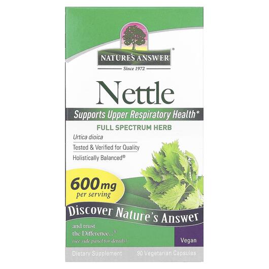 Основне фото товара Nature's Answer, Nettle 900 mg, Кропива, 90 капсул