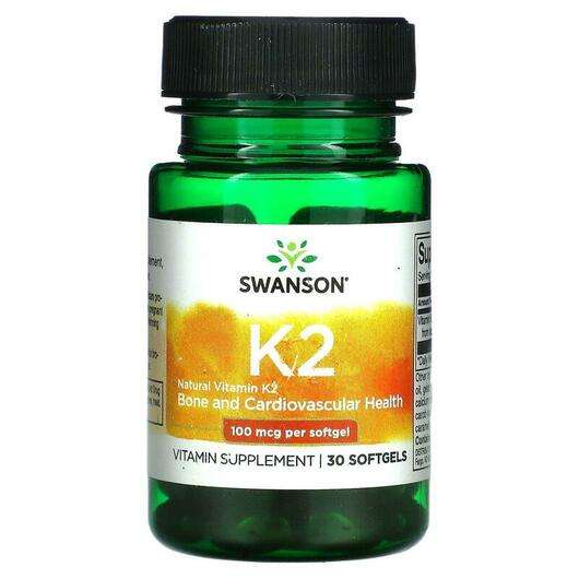 Основне фото товара Swanson, Vitamin K2, Вітамін K2 MK-7, 30 капсул