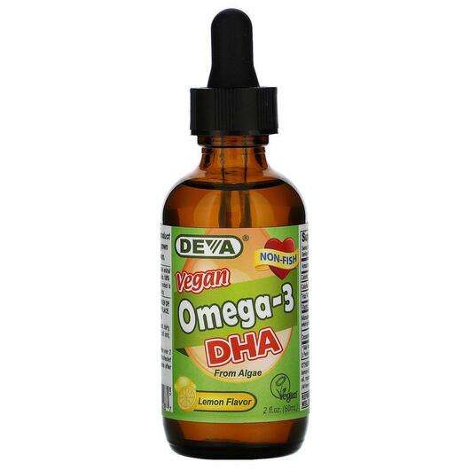 Основне фото товара Deva, Vegan Omega-3 DHA, Веганський Риб'ячий жир, 60 мл