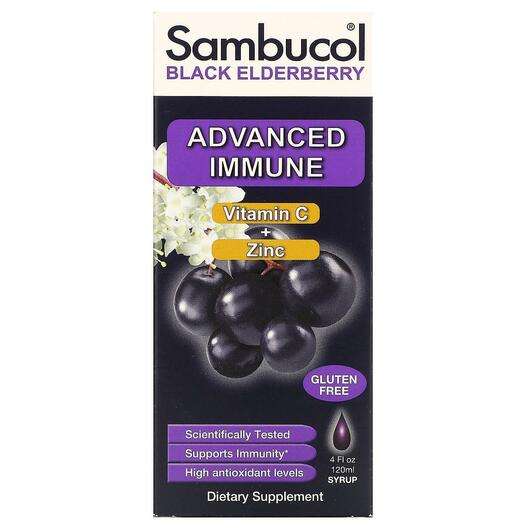 Основне фото товара Sambucol, Black Elderberry Advanced Immune, Сироп з бузини, 12...