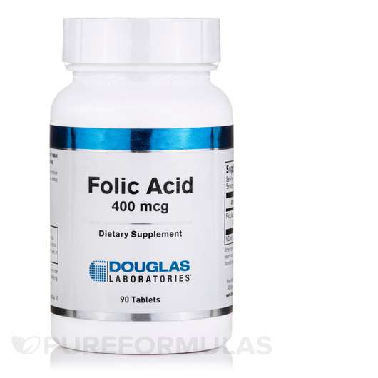 Основне фото товара Douglas Laboratories, Folic Acid 400 mcg, Фолієва кислота, 90 ...
