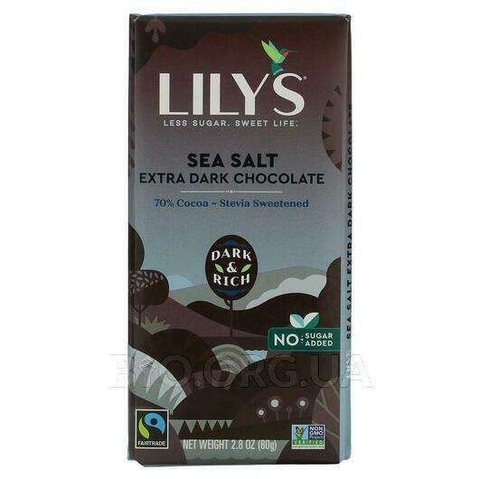 Lily's Sweets Dark Chocolate Bar Sea Salt 70% Cocoa 2, Шоколад, 80 г
