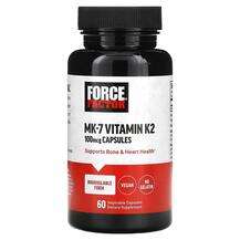 Force Factor, Витамин K2, MK-7 Vitamin K2 100 mcg, 60 капсул