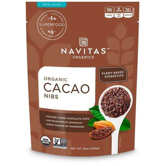 Основне фото товара Navitas Organics, Organic Cacao Nibs, Порошок Какао, 454 г