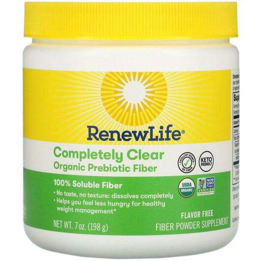 Основне фото товара Renew Life, Completely Clear Organic Prebiotic Fiber, Кліткови...