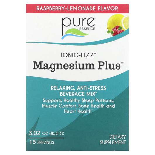Основное фото товара Pure Essence, Магний, Ionic-Fizz Magnesium Plus Raspberry-Lemo...