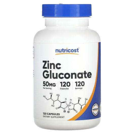 Основное фото товара Nutricost, Цинк Глюконат, Zinc Gluconate 50 mg, 120 капсул