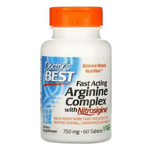 Основне фото товара Doctor's Best, Fast Acting Arginine with Nitrosigine 750 mg, L...