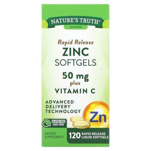 Основне фото товара Nature's Truth, Rapid Release Zinc Softgels, Цинк 50 мг, 120 к...