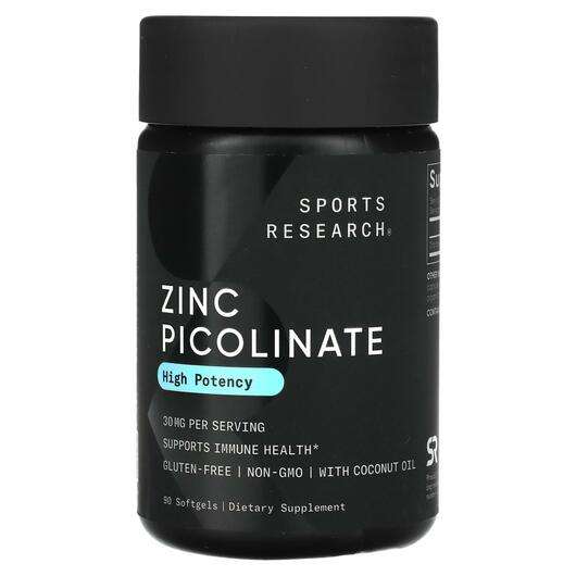 Основне фото товара Sports Research, Zinc Picolinate High Potency 30 mg, Піколінат...