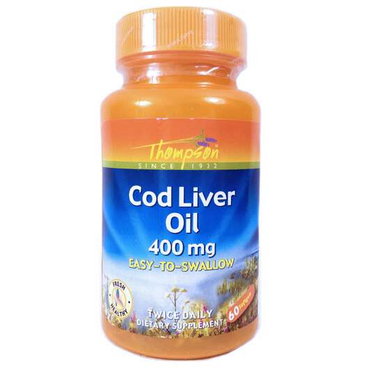 Cod Liver Oil 400 mg 60, Масло печінки тріски 400 мг, 60 капсул