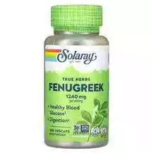 Solaray, True Herbs Fenugreek 1240 mg, Пажитник, 100 капсул