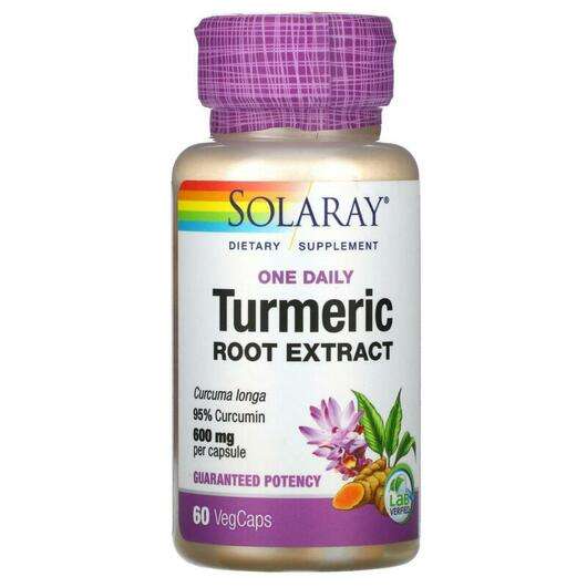 Основне фото товара Solaray, Turmeric Root Extract One Daily 600 mg, Куркума 600 м...