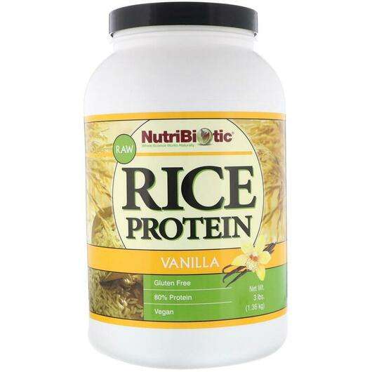 Основне фото товара NutriBiotic, Raw Rice Protein Vanilla, Рисовий протеїн, 1.36 kg