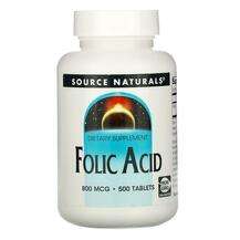 Source Naturals, Folic Acid 800 mcg 500, Фолієва кислота 800 м...