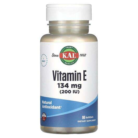 Основное фото товара KAL, Витамин E Токоферолы, Vitamin E 134 mg 200 IU, 90 SoftGels
