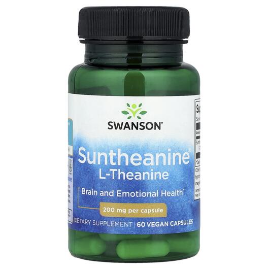 Основне фото товара Swanson, Suntheanine L-Theanine 200 mg, L-Теанін, 60 капсул