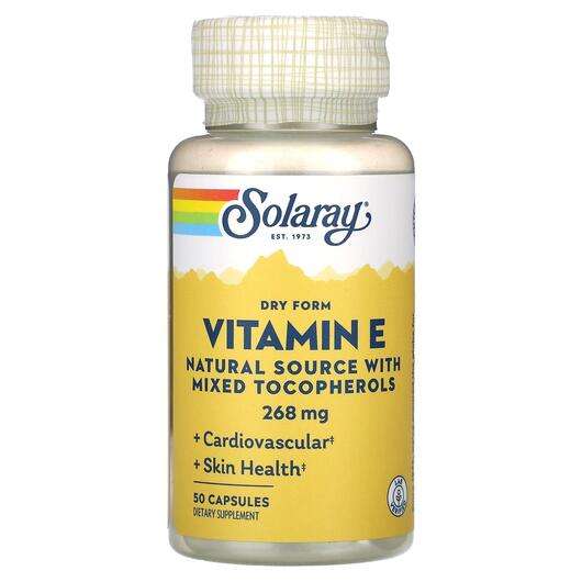 Основное фото товара Solaray, Витамин E Токоферолы, Vitamin E Dry Form 268 mg, 50 к...